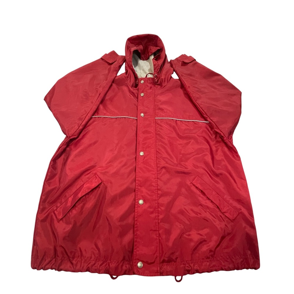 Vintage Gap Mens XL Red Nylon Windbreaker Hooded Jacket Jersey Lined Reflective